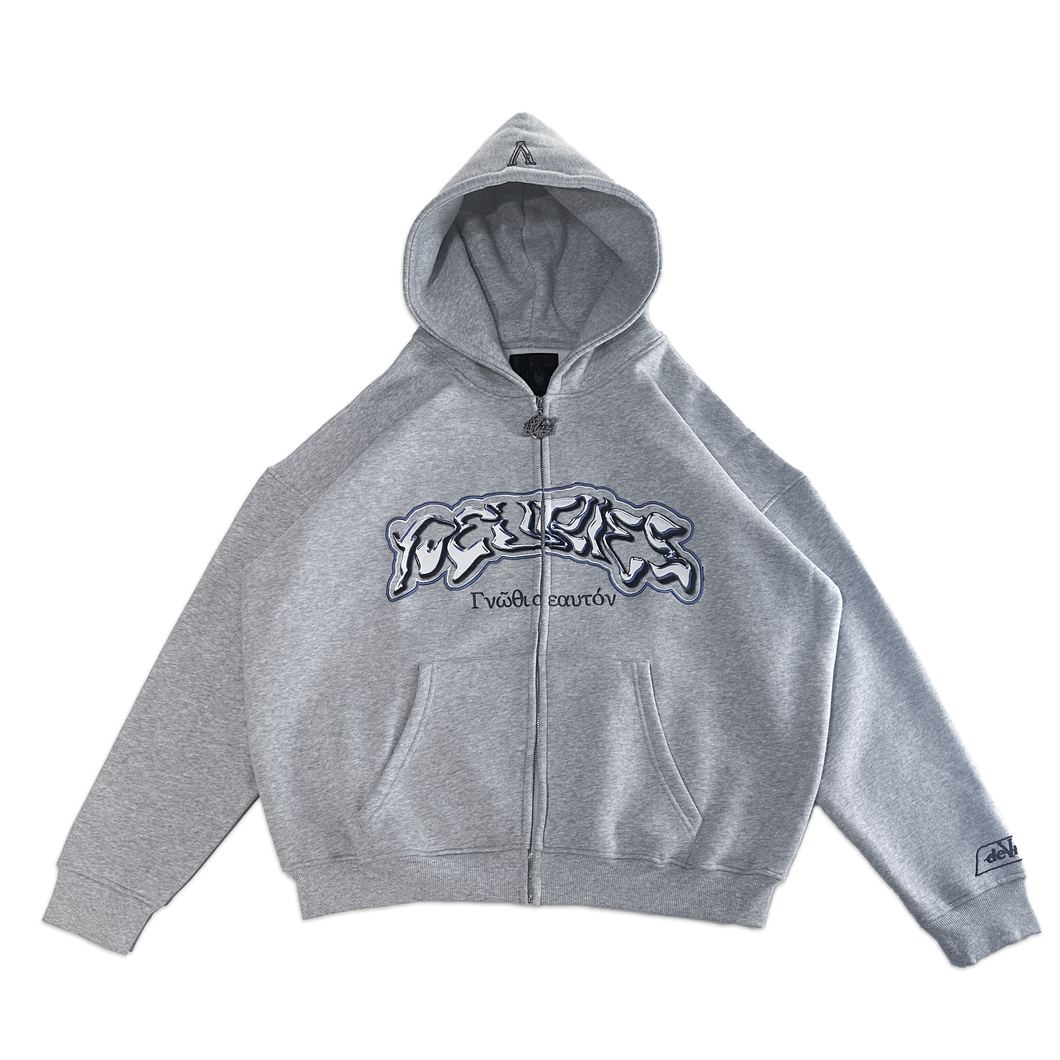 deVries Γνῶθι σαυτόν Zip-Up Hoodie College Grey