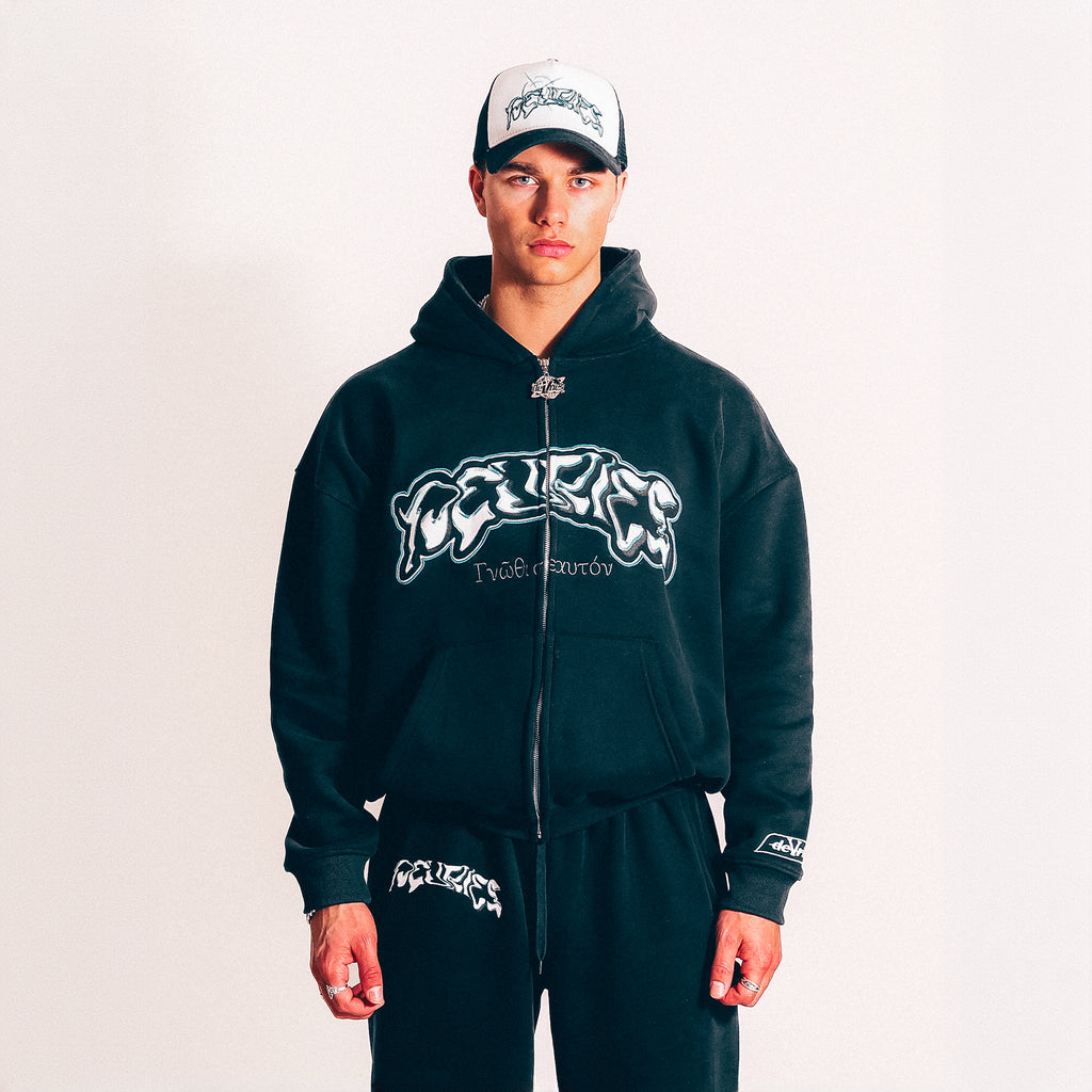 deVries Γνῶθι σαυτόν Zip-Up Hoodie Navy Blue